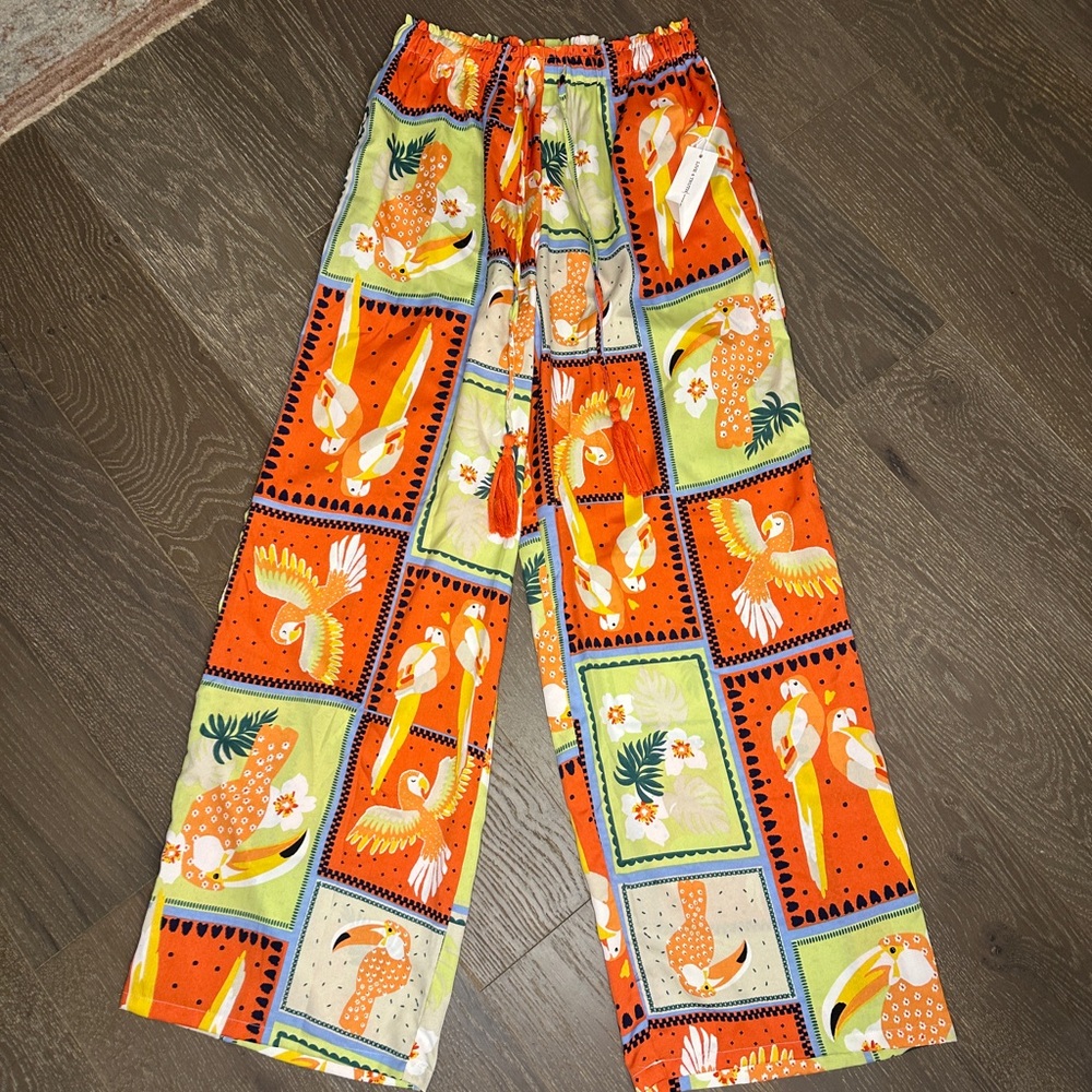 NWT Live 4 Truth Retro Print Trousers Orange and Green